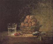 Jean Baptiste Simeon Chardin Lee s basket with two glass cups cherry stone oil painting reproduction